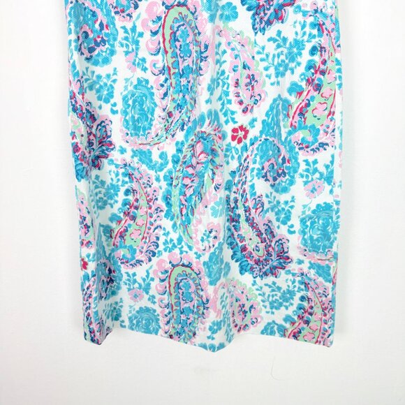 Talbots Petite Fresco Paisley Sheath Dress Sleeveless Blue Size 2P 2 Petite EUC - Picture 4 of 10